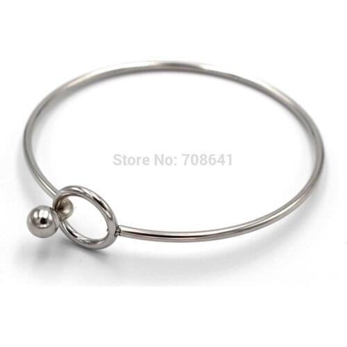 58mm Stainless Steel Cuff Bangle Simple Wire Circle Lock Bracelet Smooth NO Fade DIY European Charms Jewelry Making