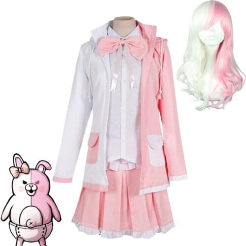 Anime Danganronpa 2:Goodbye Despair Monomi Cosplay Costume Women Girls Coat Shirt Skirt Suits Wigs For Halloween Party C120K217