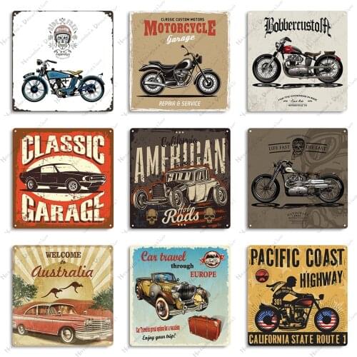 Car Metal Plate Rusty Motorcycle Metal Tin Sign Vintage Poster Garage Wall Metal Signs Poster Home Club Bar Pub Wall Decoration