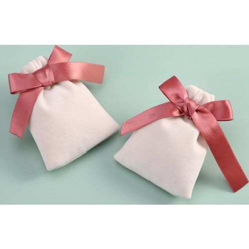 50pcs Jewelry Bag Velvet Bags with Silk Ribbon Jewelry Packaging Pouches for Wedding Party Candy Gift Present Bag Custom Logo