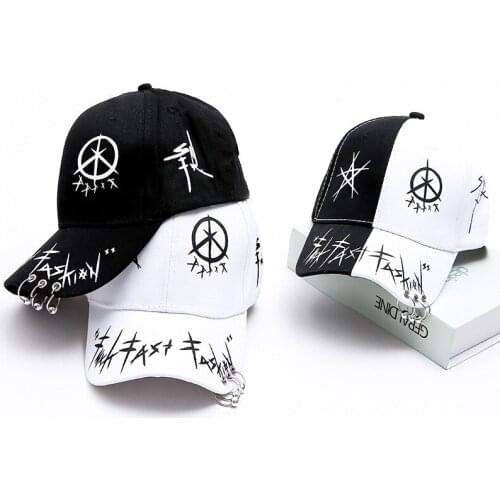 Missky Mannen Vrouwen Baseball Cap Met Ring Wit Zwart Kleur Afdrukken Hip Hop Patroon Hoed Liefhebbers Hoeden Vrouwelijke Mannel