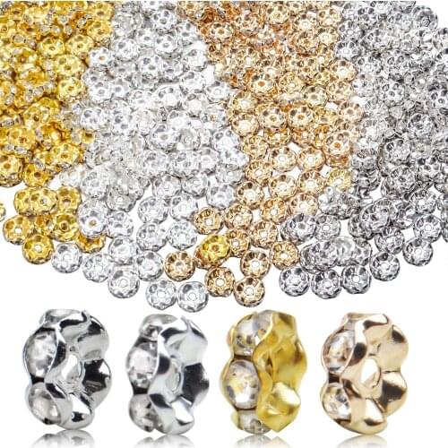 400PCS 8mm Crystal Spacer Beads Loose Round Rhinestone Beads Rondelle for Bracelets Necklaces Jewelry Making