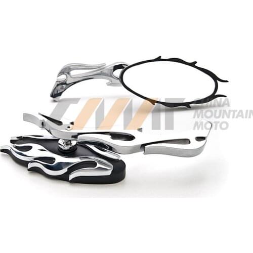 Chrome Flame Mirrors case for Harley Sportster XL Dyna Softail Electra Glide Chopper