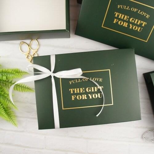 Blackish green gold gift box design 20*14*5.2cm Paper Box wedding Party Candy Cookie Macaroon Christmas DIY gift Packaging