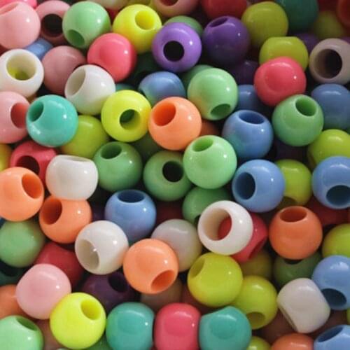 Kids DIY Acrylic Crafts Beads Round Bands Light Candy Mix Colors Colorful Beads for Jewelry Making Big Hole wholesale 10 12 16mm