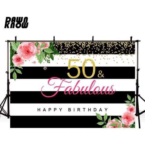 DAWNKNOW Floral Fabulous Photography Background Celebrate Adult Birthday Party Photocall Backdrop Photo Shoot Customize lv1808