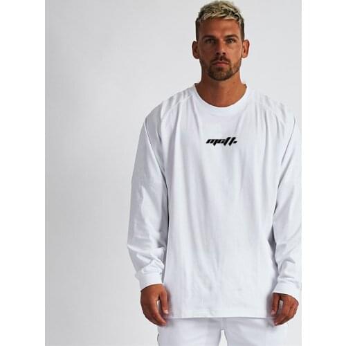 Oversized Long sleeve Cotton T-shirt Mens Gym Fitness Bodybuilding Workout t shirt Male Autumn Tees Tops Sports Brand Clothing