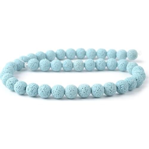 Oameusa Blue Lava Volcanic Stone Loose Beads for Aromatherapy Bracelet for Essential Oils Lava Beads for Jewelry Making for Men