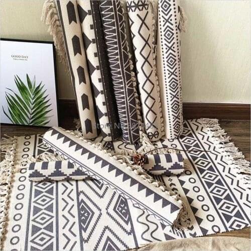 Cotton Soft Tassel Home Carpets for Living Room Bedroom Decorate Home Carpet Floor Door Mat Nordic Cotton LinenArea Rug Mats