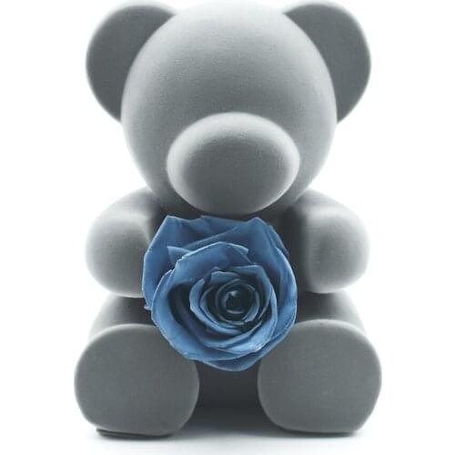 Art Ornament Rose Bear Blue Forever Flower Art Craft Gift Wedding Flower Holiday Gift