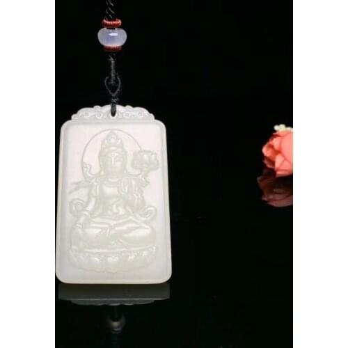 Exquisite Hetian jade Guanyin pendant h24