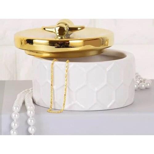 Nordic ceramic jewelry box golden storage tank simple princess decorative ornaments Wedding Ring Trinket Box Earring Storage Box