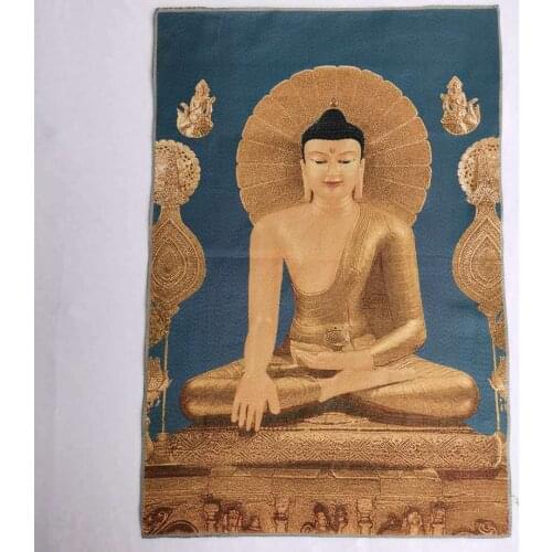 Chinese Buddhism Cloth Silk Sakyamuni Buddha Tathagata Tangka Thangka Mural