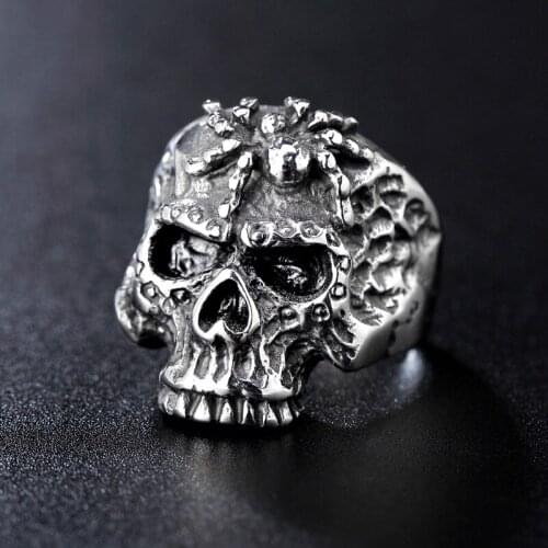 New Design Spider Skull Rings For Men And Women Fashion Stainless Steel Biker Ring Punk Motorcycle Party Jewelry Dropshipping