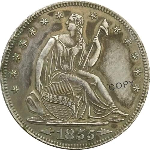 1855 O United States Half Dollar Liberty Seated No Motto Above Eagle Cupronickel Plated Silver Collectibles Copy Coin