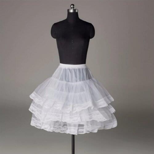 Short Petticoat with Lace Edge for Prom Wedding Dress Women A Line Underskirt Bridal Crinoline Jupon Petticoat