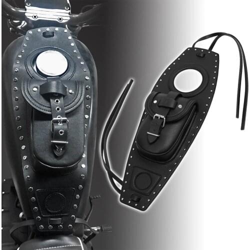 Motorcycle Leather Fuel Gas Tank Bag Pad Cover Fits For Harley Sportster Iron XL 883 1200 Forty Eight Seventy Two