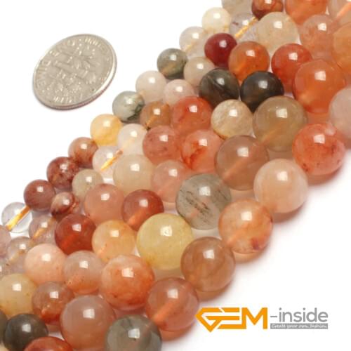 6MM 8MM 10mm Round Mixed Rutilated Quartzs Jewelry Beads Natural Stone Bead For Bracelet & Necklace Making Strand15" Wholesale