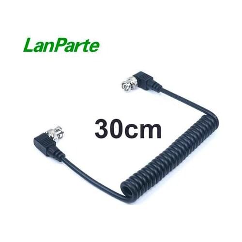 Lanparte 15" Coiled SDI Cable with Standard Right Angle BNC Connector