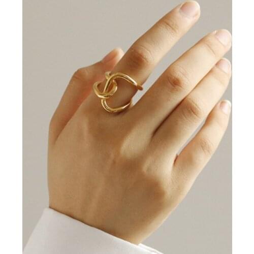 AOMU 1PC 2021 INS Fashion Simple Gold Color Metal Rings for Women New Creative Minimalist Line Twisted Rings Jewelry Accessories
