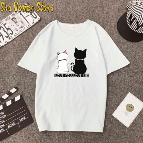 Fashion Lovely Cat Print Women Ladies Girls T-Shirt Animal Harajuku Round Neck Short Sleeve Unisex Summer Tops & Tees