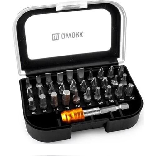 QWORK 31 Pcs Screwdriver Bit Set (30 Most Commonly Used Screwdriver Bits + 1 Quick Release Hex Chuck Extension Adapter)