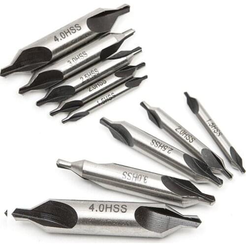 Practical 5 HSS Combined Center Drills Bits Set 60 Degree Countersink Tool Kit High Speed