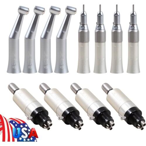 5Pcs Dental Low Speed Contra Angle / Straight Nosecone / External Water Spray 4 holes Air Motor Handpiece YX4 USA