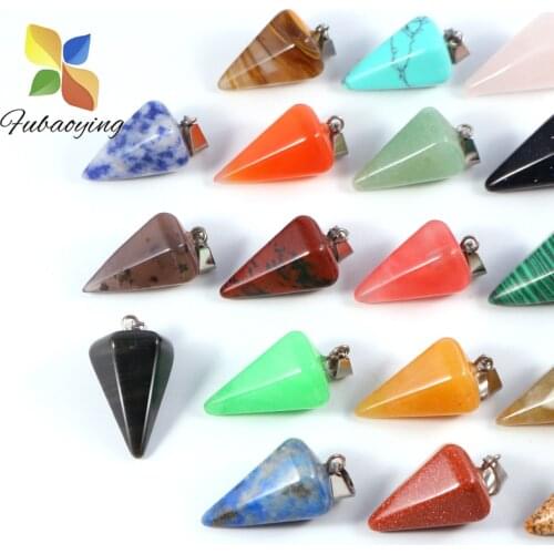 Wholesale 24pcs 24mm Trenday Natural Stone Necklace g Mix Hexagonal Teardrop Pendant For DIY Jewelry Making