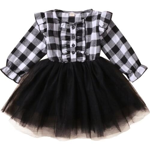 Fall Newborn Baby Girl Dress Clothes Toddler Girls Princess Plaid Birthday Dresses For Infant Baby Clothing 1-6Y Vestidos