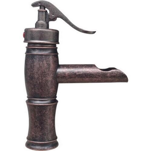 NEW "Water Pump Look" Style Rome Red Antique Copper Brass Bathroom Sink Basin Mixer Tap Faucet One Hole Single Handle mnn022