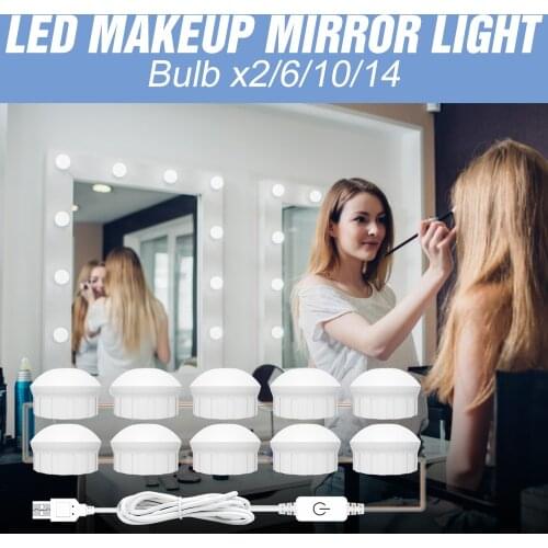 USB Mirror Light 12V Dressing Table LED Bulb Vanity Table Light Cosmetic Light LED Mirror Lamp 3 Colors 2 6 10 14 Bulb Wall Lamp