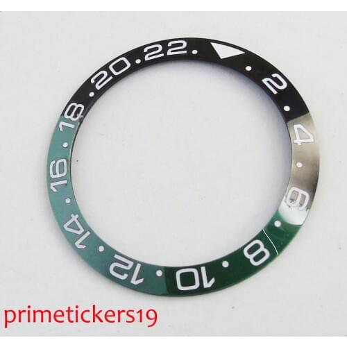 High quality 38mm green black ceramic bezel white marks insert fit 40mm SUB/GMT watch