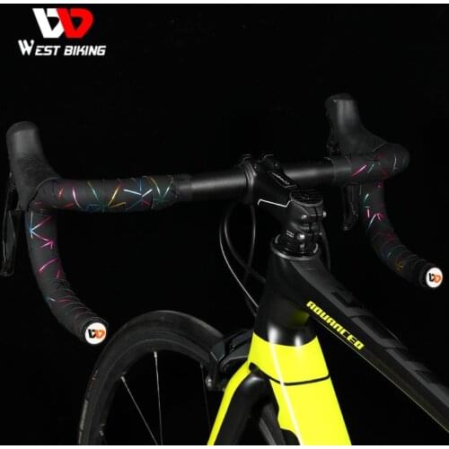 WEST BIKING Bicycle Handlebar Tape PU+EVA Anti-slip Soft Cycling Handle Bar Tape Straps With Bar Plugs Bicycle Accessories