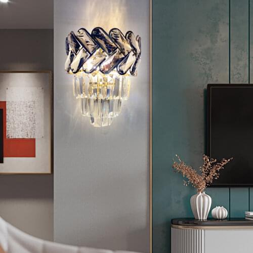 YOOGEE Wall Lamp Bedroom Decor Crystal Led Lights Home Sconces Hang Corner Corridor Fixtures