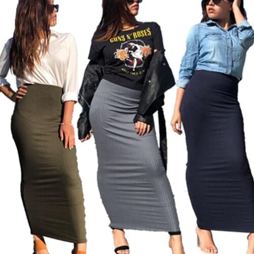 Muslim Bodycon Skirt High Waist Stretch Long Women Winter Ladies Pencil Skirt Solid Color Ladies Maxi Skirts Islamic Ramadan New