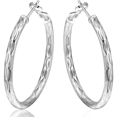 Genuine Real Pure Solid 925 Sterling Silver Round Hoop Earrings For Women Fine Jewelry Large Round Female Earrings Gift