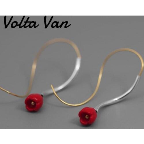 Volta Van Drop Earrings 925 Sterling Silver 2021 New Elegant Pendientes Plata Flower Handmade Concise Women Trendy Earrings