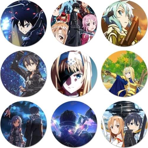 Sword Art Online Icons Pins Badge Decoration Brooches Metal Badges For Backpack Decoration 58mm