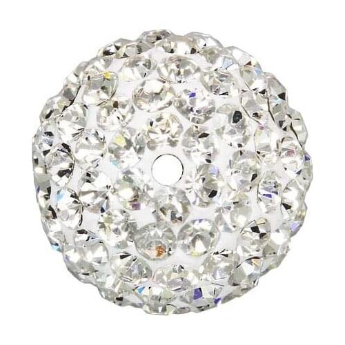 100pcs/lot CZ Crystal Beads 14MM rhinestone beads For Pave Disco Balls fit Bracelets White Color