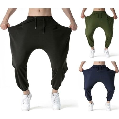 2021 Fashion Men New Big Pockets Harem Pants Men Flying Rat Pants Drawstring Loose Black Joggers 20210413-1