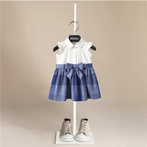 2021 Girls Casual Dress Childrens Plaid Princess Clothes Preppy Style Kids Sundress 1-6T Toddler Baby Spring Summer Outfit