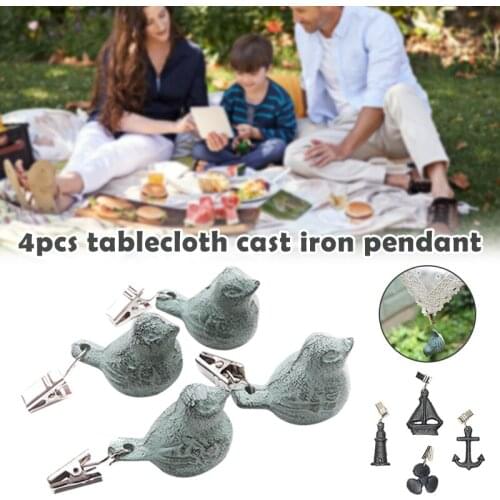 4-Piece Iron Clip Pendant Table Cloth Weights Cast Animal Retro Weight for Table Cloth Garden Table Tablecloth Weights HR