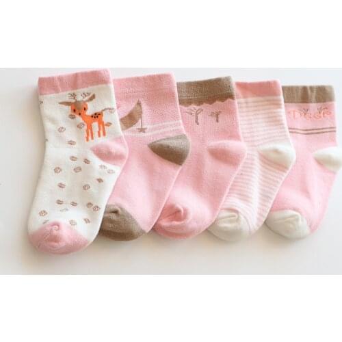 5 Pairs/Lot Childrens Soft Cotton Socks For Boy Girl Baby Cute Cartoon Teens Fashion Warm Socks 1-12Y Autumn Winter New Kids CN