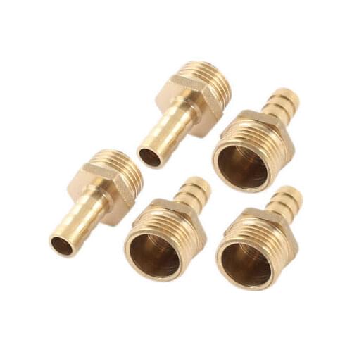 5pcs 20mm Male Thread Brass Straight Bard Hose Connector for 10mm Tube