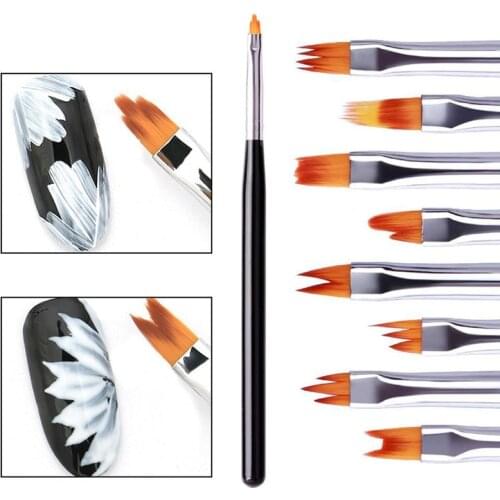 8Pcs Nail Art Pen Brush Wooden French Tips Smile Moon Shaped Acrylic UV Gel Polish Painting Drawing Gradient Manicure Tools Set