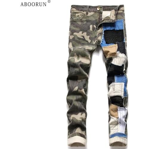 ABOORUN Mens Camouflage Jeans
