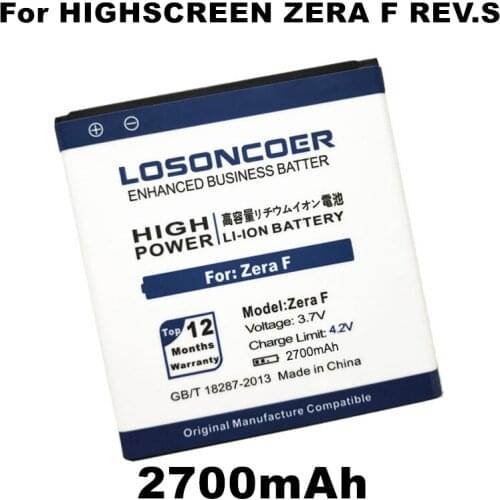 LOSONCOER 2700mah Cell Phone Batteries For Highscreen Zera F Rev.s Battery Mobile Phone Battery