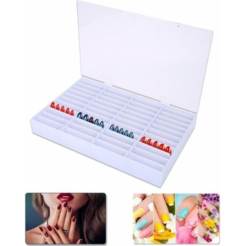 Manicure Stand 44 Slots Nail Tips Decorations Container Nail Art Box Storage Case Tools White Nail Polish