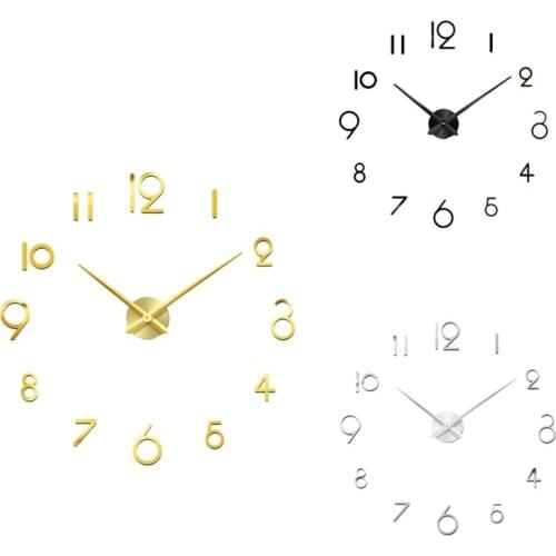 Large Digital 3D DIY Wall Clock Frameless Mute Non Ticking Quartz Clocks with Mirror Number for Bedroom Decor Gifts